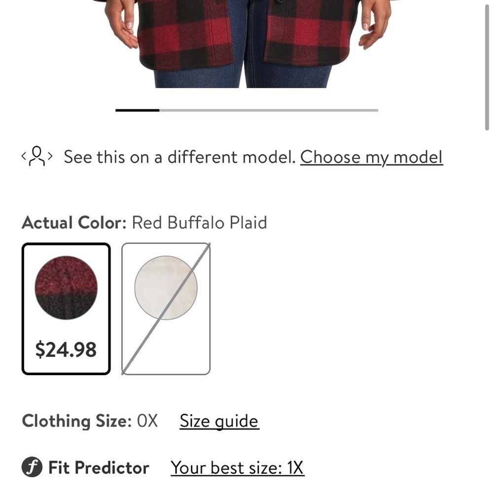 Red black buffalo‎ plaid Shacket plus 0x new - Picture 6 of 6